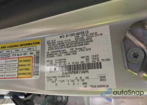 2017 Ford Fusion Sport z USA, uszkodzony, nr VIN 3FA6P0VP8HR154694